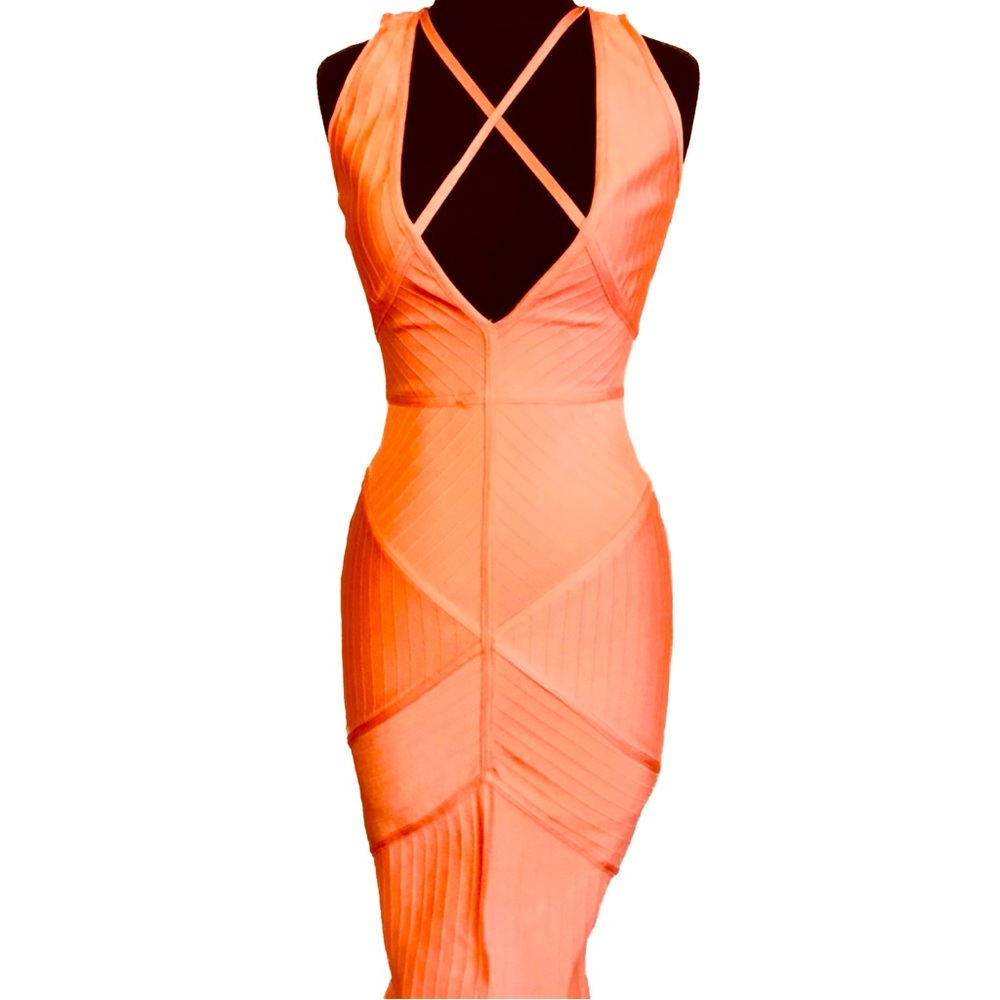 Elegant Orange Sleeveless Dress